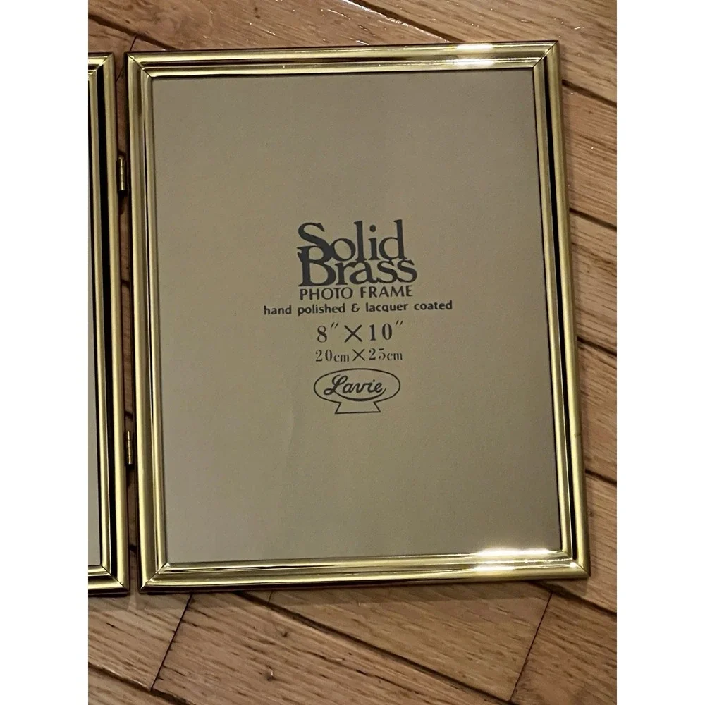 Vtg Solid Brass Double Picture Frame 8